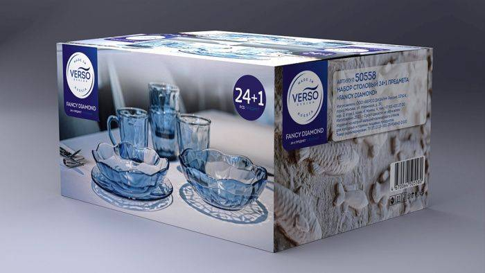 Набор столовый 24+1пр "FANCY DIAMOND" голубой 50558 *1 5580
