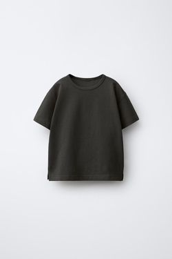 ZARA ОДНОТОННАЯ ФУТБОЛКА, ТЕМНЫЙ АНТРАЦИТ