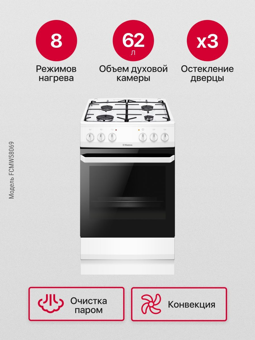 Комбинированная плита Hansa FCMW58069