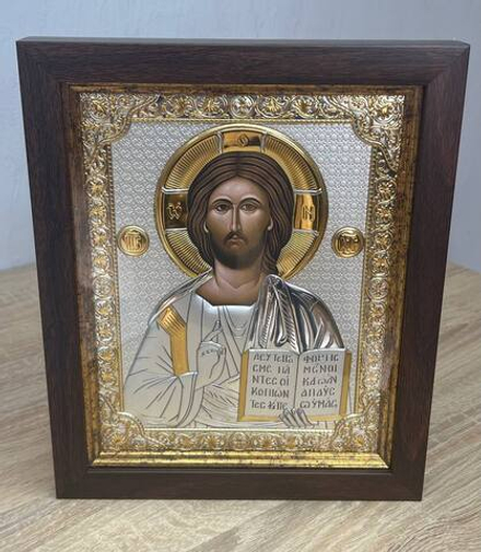 Спаситель, икона прямоугольная в рамке под стеклом, красное дерево 170х210