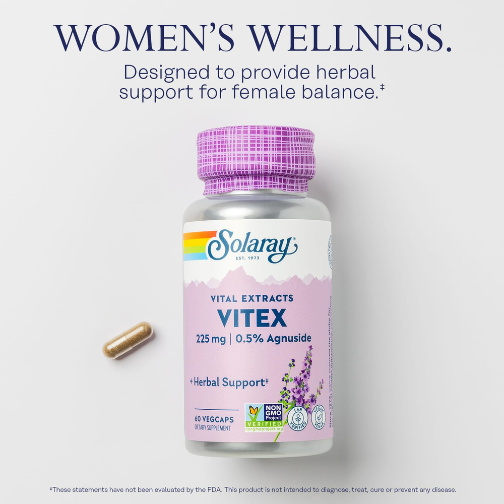 Solaray, Vital Extracts, витекс, 60 растительных капсул