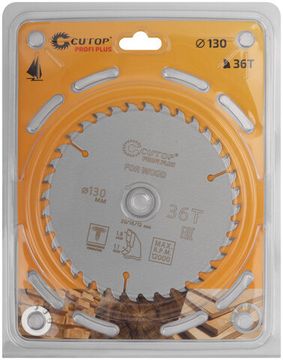 Диск пильный по дереву с тефлоновым покрытием 36Т, CUTOP Profi plus, 130 х 1,1/1,8 х 20/16/12 мм