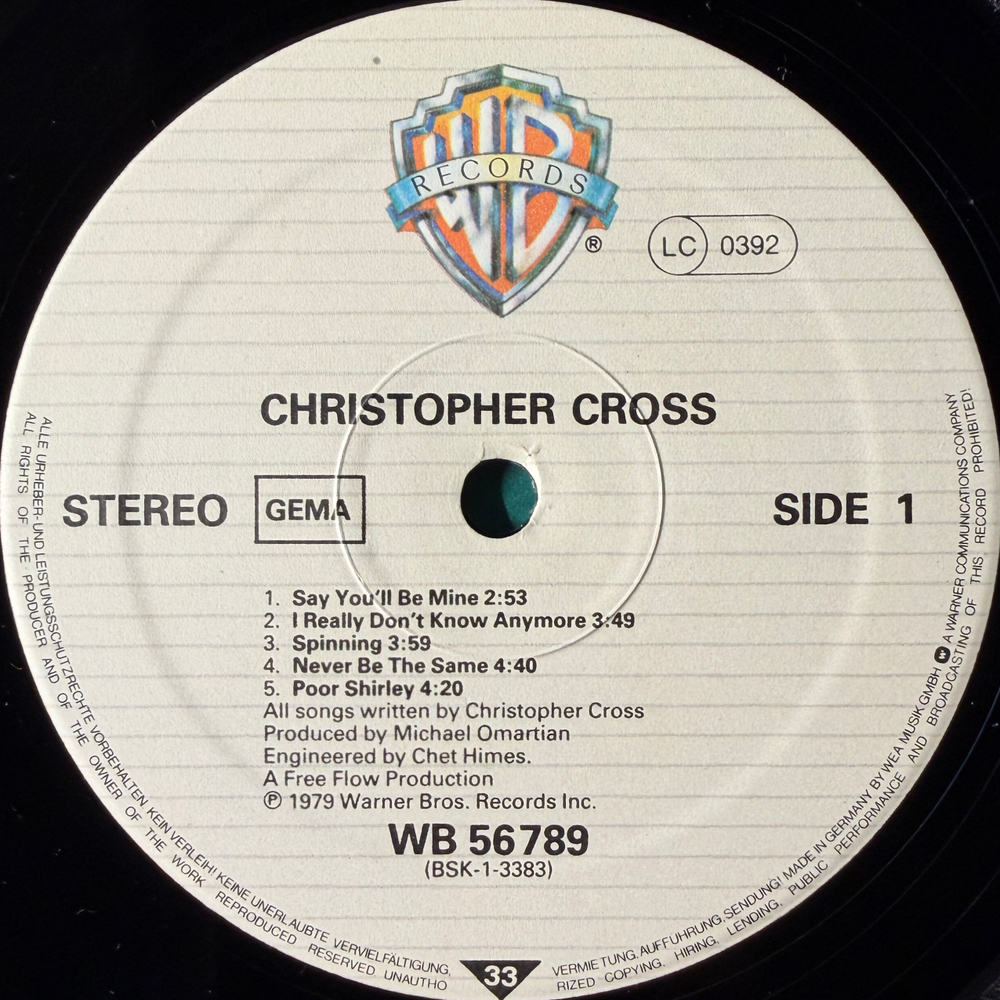 Christopher Cross ‎– Christopher Cross (Германия 1981г.)
