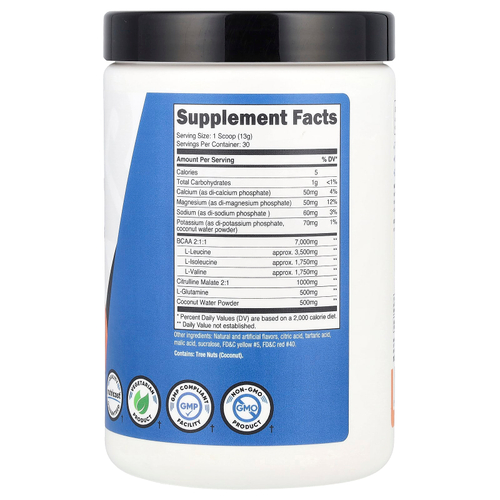 Nutricost, Performance, BCAA +, персиковые кольца, 378 г (13,5 унции)
