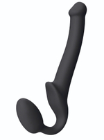 Черный безремневой страпон Silicone Bendable Strap-On - size S (Цвет: черный)
