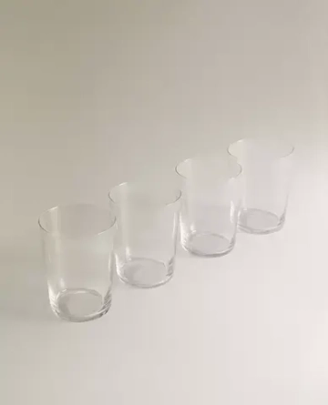 ZARA HOME ВЫСОКИЕ СТАКАНЫ ИЗ СТЕКЛА (НАБОР ИЗ 4 ШТ.), ПРОЗРАЧНЫЙ