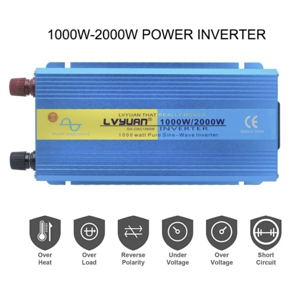 Инвертор 12V-220V 2000W/1000W чистый синус Lvyuan