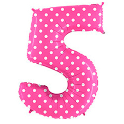 Цифра "5" горошек (розовый)
