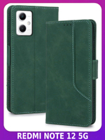 Стильный чехол-книжка из кожи для XIAOMI REDMI NOTE 12 5G/ POCO X5 (не PRO!) с отделом для наличных, 3 слотами для карт и подставкой