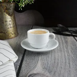 Кофейная пара 90 мл белая d 6,7 см h5 см фарфор Glory Eco Stackable P.L. Proff Cuisine [4]