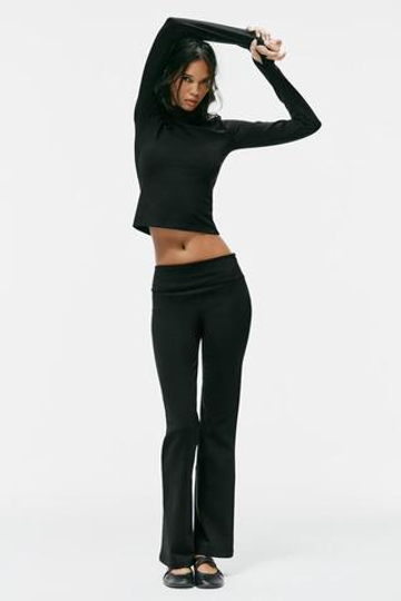 ZARA РАСКЛЕШЕННЫЕ ЭЛАСТИЧНЫЕ БРЮКИ, ЧЕРНЫЙ