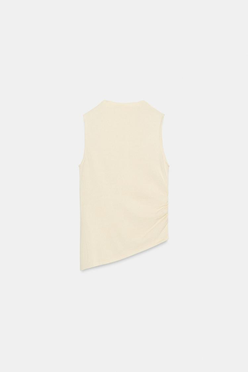 ZARA ТОП С ВОРОТНИКОМ-СТОЙКОЙ, ЦВЕТ СЛОНОВОЙ КОСТИ
