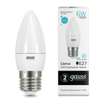 Gauss Лампа Elementary Свеча 6W 450lm 4100K Е27 LED
