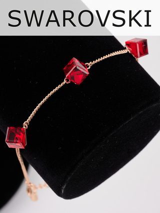 Браслет Миражи с красными кристаллами-кубиками Swarovski