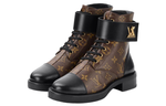 LOUIS VUITTON Lv Wonderland Monogram Canvas Combat Boots Brown Women"s