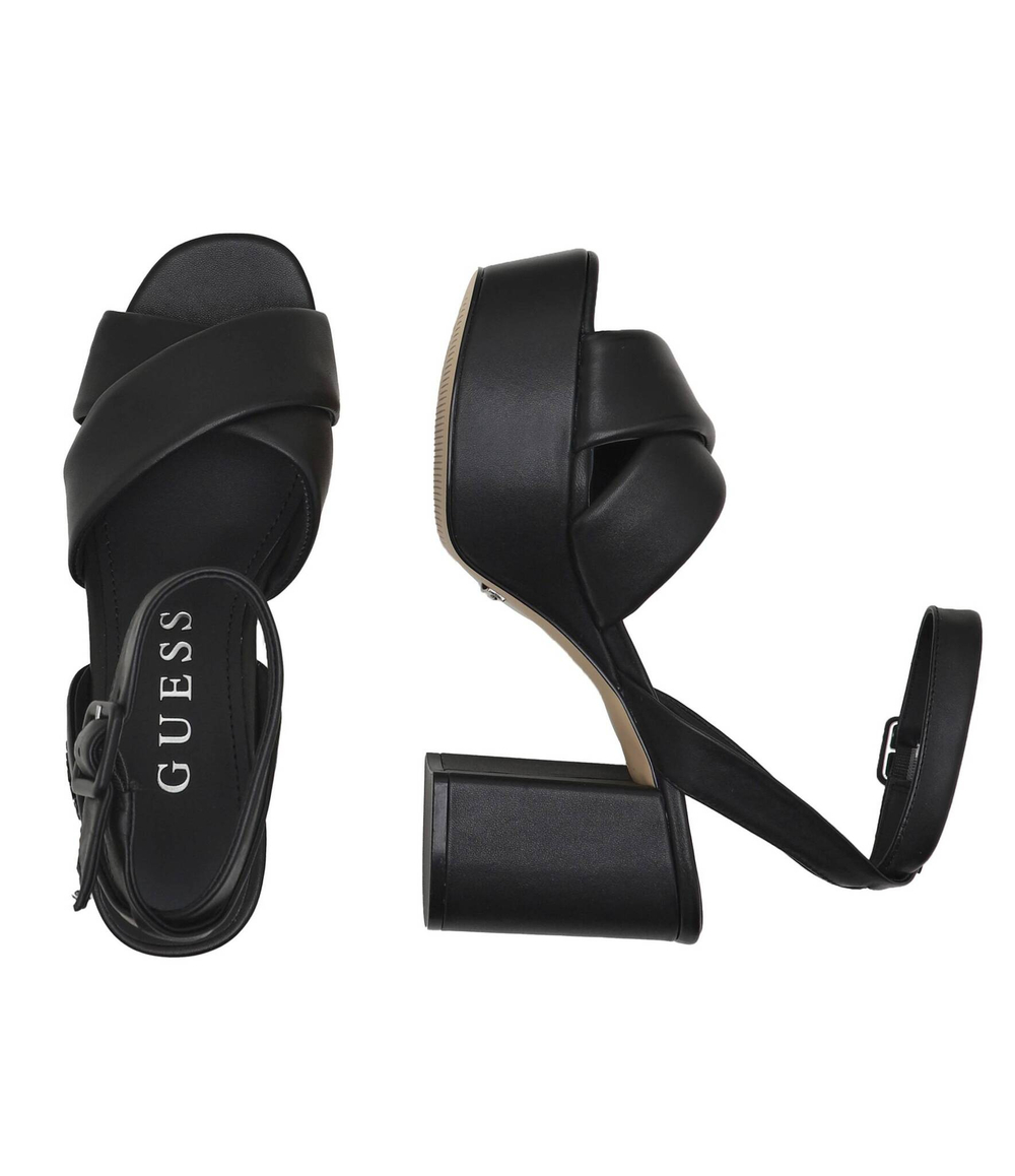 Кожаные босоножки на каблуке Guess - черный(FLJSNN LEA03)