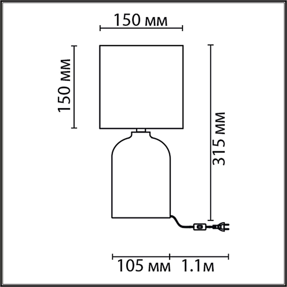 8222/1T MODERNI LN26 495 зеленый, керамика/текстиль Настольная лампа Е27 1*60W 220V NIANA