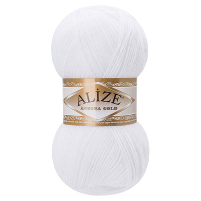 Пряжа Alize (Ализе) Angora Gold / уп.5 мот. по 100 г, 550м, 055 белый A