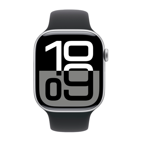 Умные часы Apple Watch Series 10 GPS, 46mm, Silver Aluminium Case with Sport Band M/L, Black (Черный)