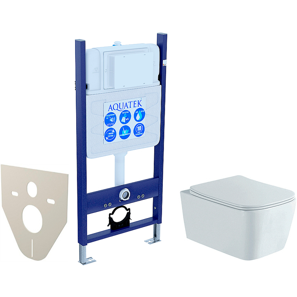 Комплект унитаза с инсталляцией Aquatek Либра New SET AQUATEK ЛИБРА N-14 cm с сиденьем Микролифт