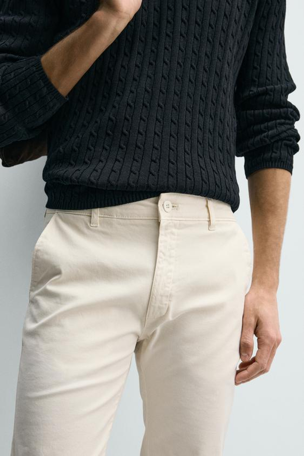 ZARA БРЮКИ ЧИНОС SKINNY FIT, ЭКРЮ