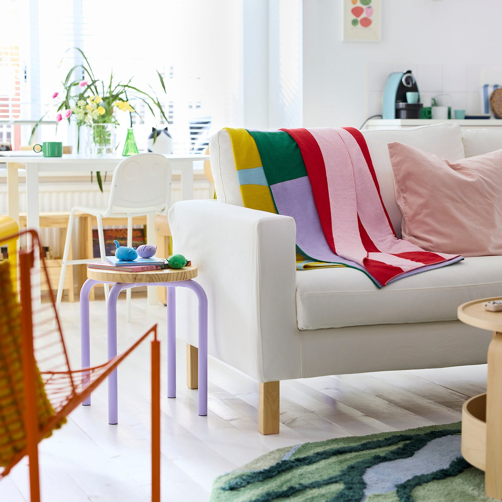 IKEA GREJSIMOJS  (ИКЕА ГРЕЙСИМОЙС)  -  Плед - с рисунком/разноцветный 130х170 см