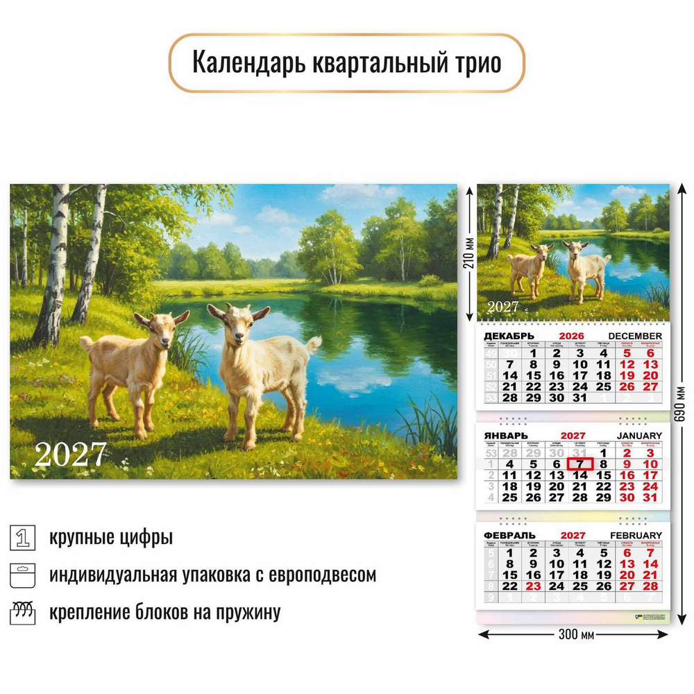 Календарь трио 2027 "Символ года" 10007 (Квадра)
