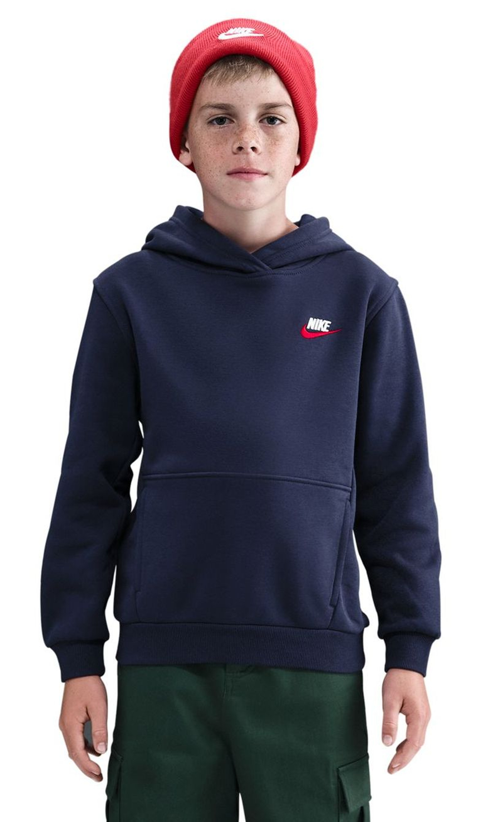 Детская теннисная толстовка Nike Kids Sportswear Club Fleece Pullover - midnight navy/university red/white