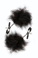 Зажимы для сосков с пухом FEATHERED NIPPLE CLAMPS (Цвет: черный)