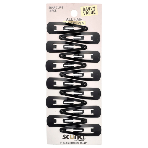 Scunci, Заколки для волос, черные, 12 штук