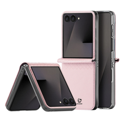 Чехол розового цвета из кожи для Samsung Galaxy Z Flip 8, серия Bril Series Case от Dux Ducis