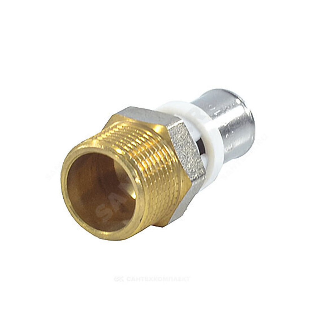Муфта МП латунь никель пресс Дн 16х3/4" НР ГОСТ 32415-2013 8001 Aquasfera 8001-02