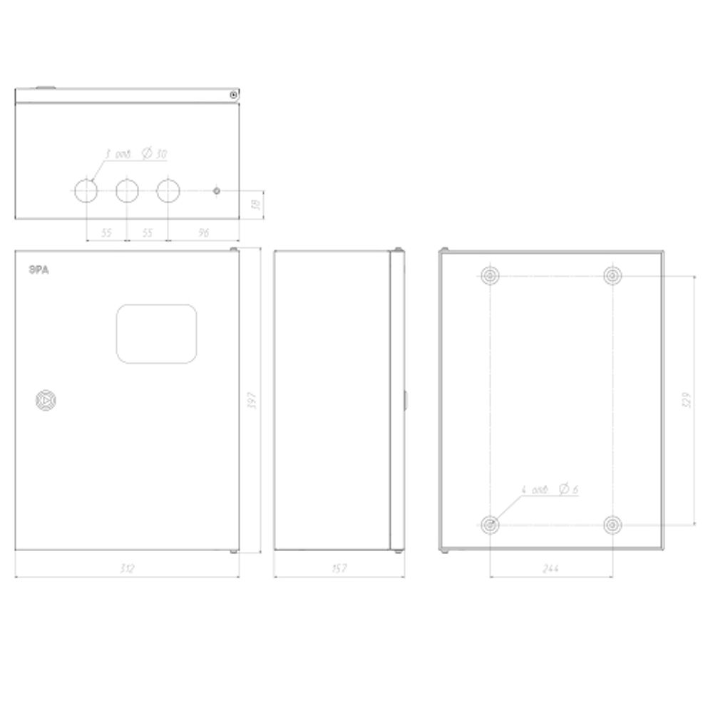 Корпус металлический навесной ЭРА SIMPLE ЩУ-3-1-0 (395x310x155) IP54 У2 серый | Электротовары