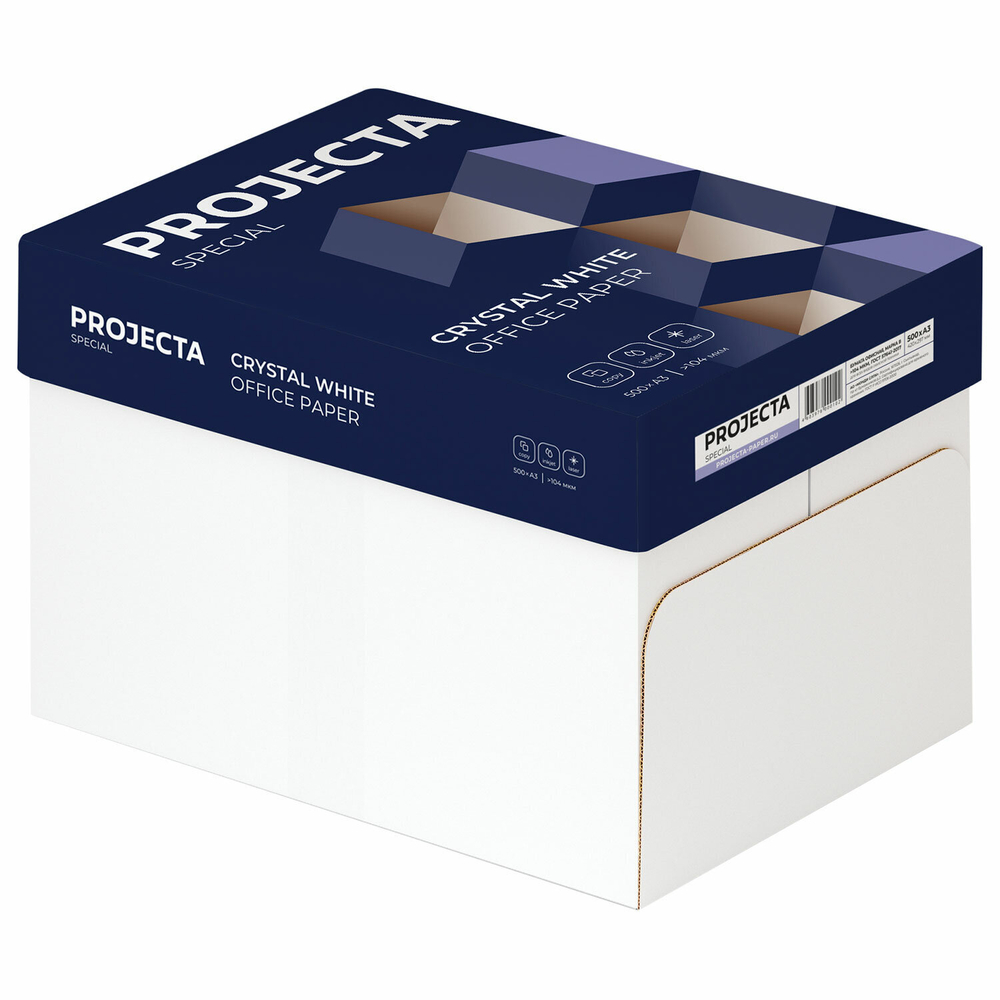 Бумага офисная БОЛЬШОГО ФОРМАТА (297×420), А3, 80 г/м2, 500 л., марка В, PROJECTA SPECIAL, Россия, 153% (CIE).