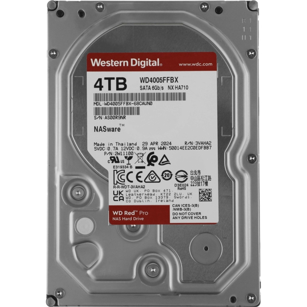 Жесткий диск WD Red Pro 4TB 3.5" 7200RPM 256MB SATA NAS WD4005FFBX
