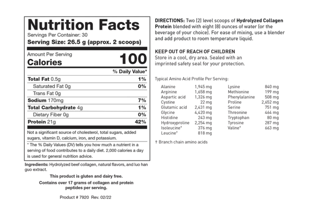 Hydrolyzed Collagen Protein vanilla