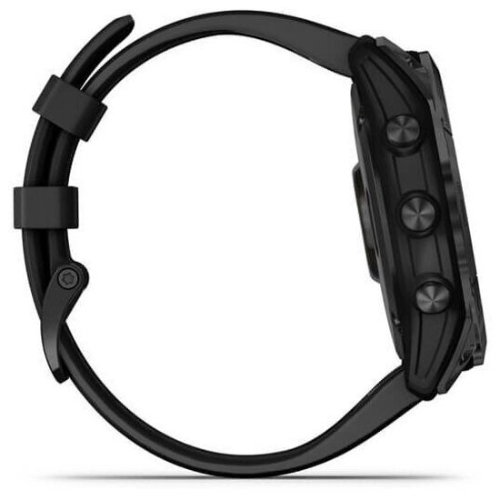 Умные часы Garmin Fenix 7X Sapphire Solar титановый черный DLC с силиконовым ремешком