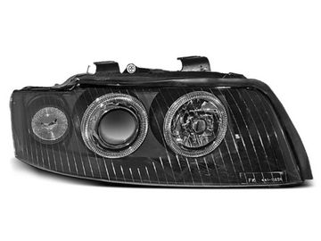 Передние фары angel eyes black для Audi A4 B6