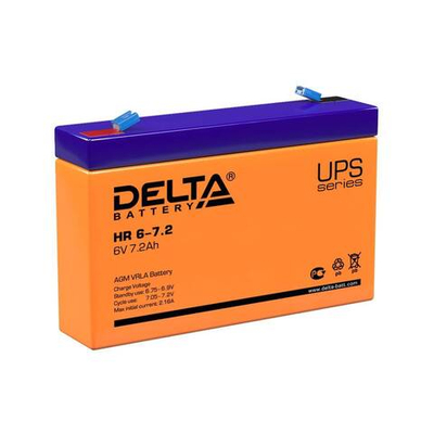 Аккумуляторная батарея Delta HR 6-7.2 напряжение 6В, емкость 7,2Ач (151x34x100mm)