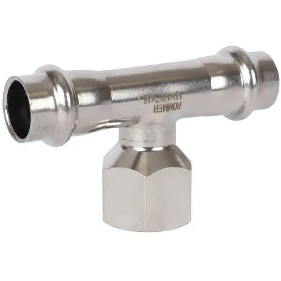 Тройник ROMMER ВПр-ВР 15х1/2" нержавеющая сталь 37967
