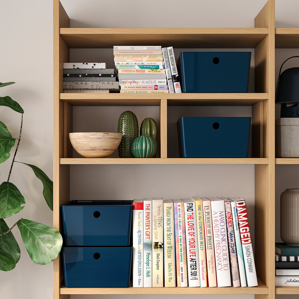 IKEA KUGGIS  (ИКЕА КУГГИС)  -  Контейнер с крышкой - чёрно-синий 26x35x15 см