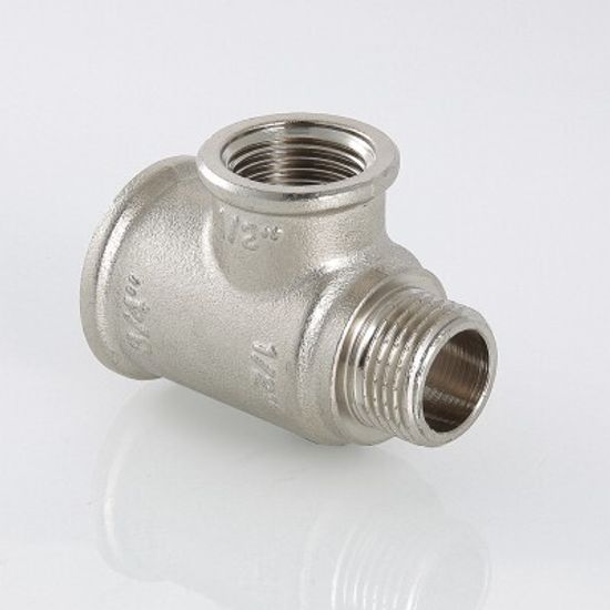 Тройник Valtec 3/4"х1/2"х3/4" ВР/ВР/НР переходной латунный никелированный VTr.134.RN.050405
