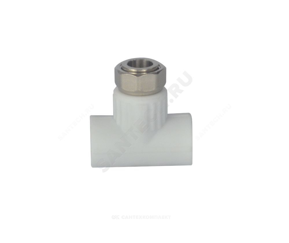Тройник PP-R комбинированный белый Дн 20х1/2" с накидной гайкой VALFEX 10140020