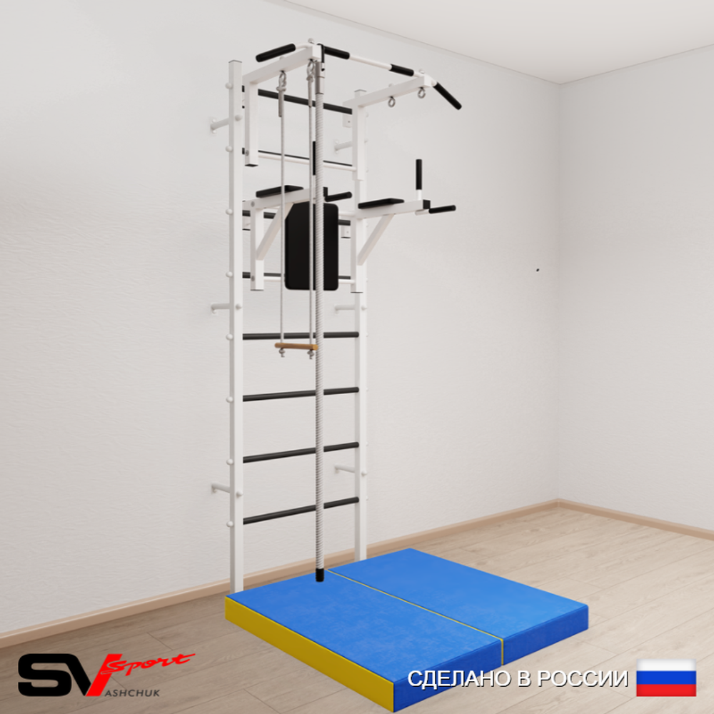 Шведская стенка Sv Sport 5764 (Турник стандарт/Брусья/Канат/Трапеция/Мат 1м)