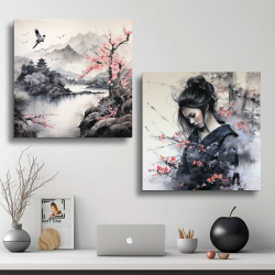 Картина модульная "Она самурай", 80 см х 40 см