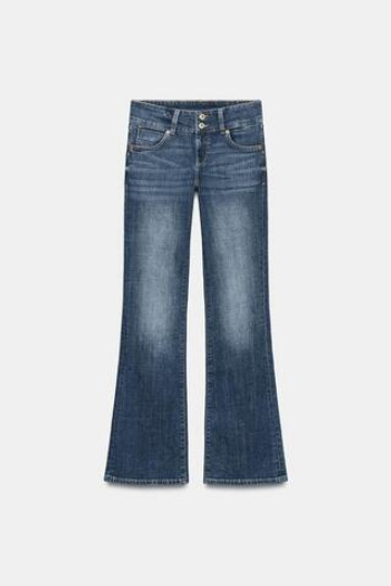 ZARA ДЖИНСЫ Z1975 BOOTCUT С НИЗКОЙ ПОСАДКОЙ И ШИРОКИМ ПОЯСОМ, СИНИЙ