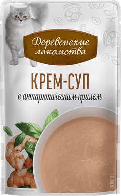 Деревенские лакомства для кошек "Крем-суп с антарктическим крилем" - 4*35 гр