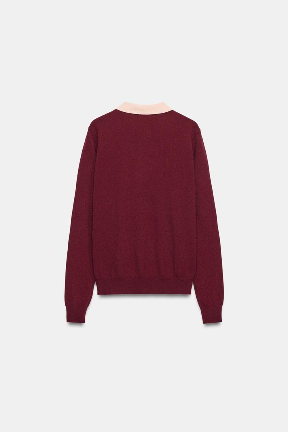 ZARA КОМБИНИРОВАННОЕ ТРИКОТАЖНОЕ ПОЛО, ГРАНАТОВЫЙ