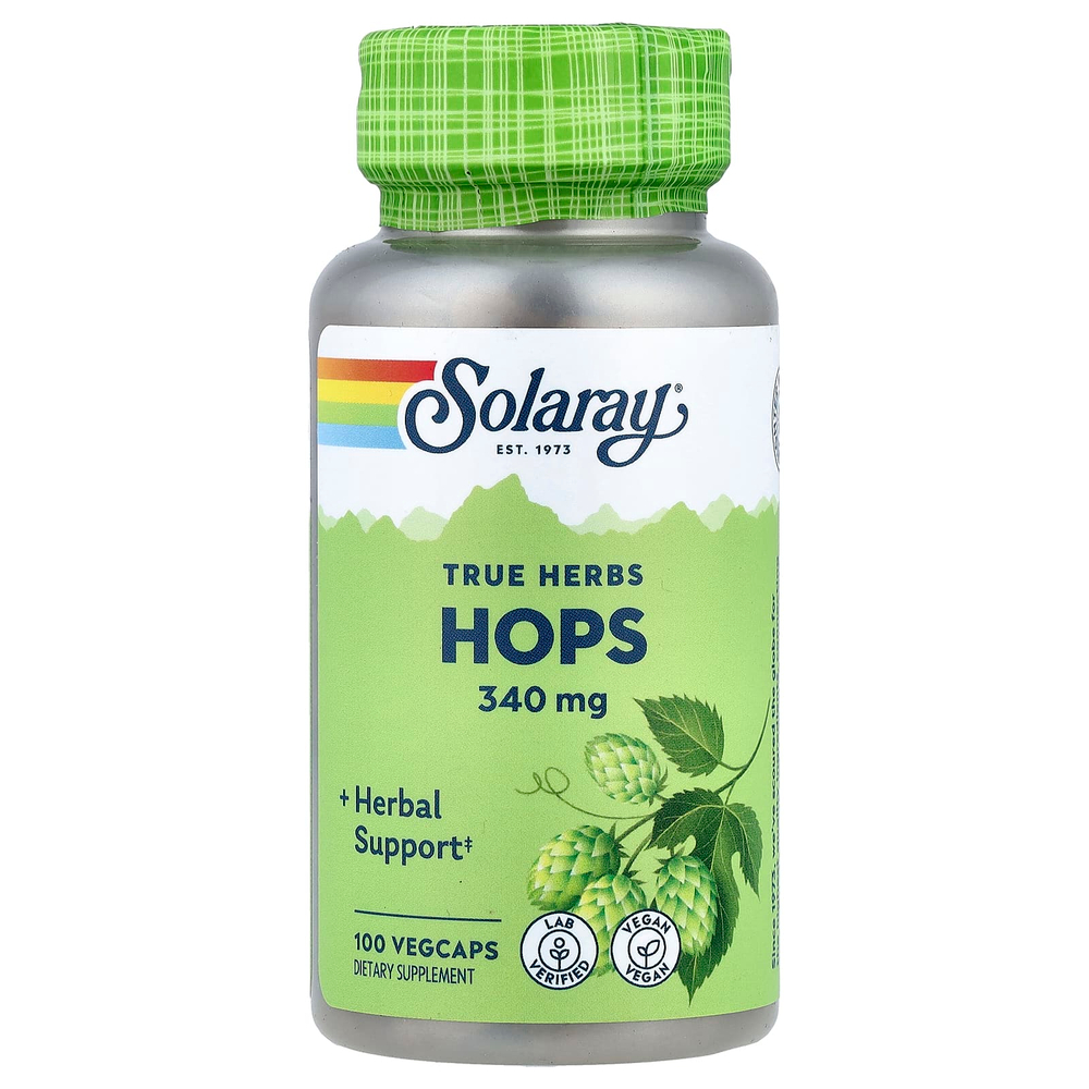 Solaray, True Herbs, хмель, 340 мг, 100 вегетарианских капсул