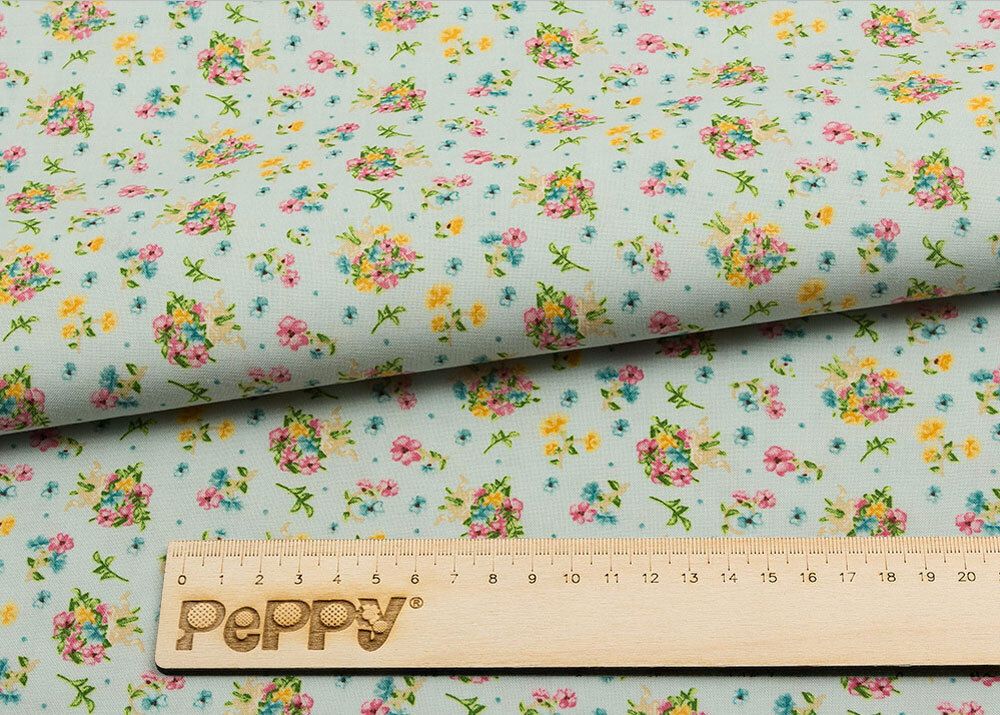 Ткань для пэчворка Peppy Нежная история, отрез 50х55 см, 146 г/м², НИ-08 голубой, Peppy